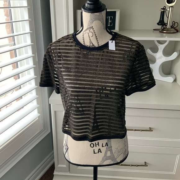 KORAL Terrain Cropped Top Black Gold Women’s Size Large BRAND NEW Made in USA - Picture 6 of 15